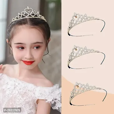 Myra Collection 1 Pcs White And Gold Crown Hair Band Rhinestone Pearls Hair Band Bridal Hair Accessories For Women  Girls Hair Accessories-thumb4