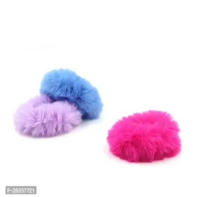 Myra Collection? 12 Pieces Fur Hair Scrunchies Rabbit Furry Hair Ties Pom Elastic Hair Bobbles Hair Band (Multicolor)-thumb2