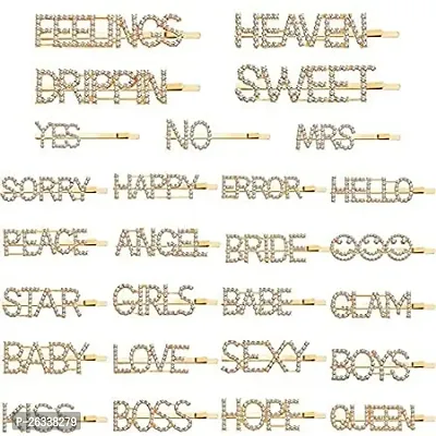 Myra Collection 10 Pieces Word Letter Hair Clips Glitter Wedding Hair Clip (Gold, Copper)-thumb0