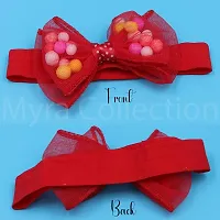 myra collection 6 pcs Strach headband with Pom-Pom Ball nice colors net bow trendy look elastic headband hair accessories for girl and women-thumb3