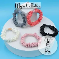 Myra collection Small Size Hair Silk Scrunchies Hair Ties Hair Band For Girl pack of 5-thumb2