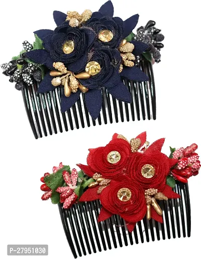 Artificial Flowers Jewellery Hair Comb Pin For Women Pack Of 2