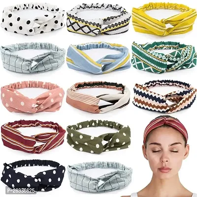 Myra collection 5 Pcs Bow Knot Headbands Girls Cross Knot Hair Bands Turban Wide Headbands Hair Accessories for Thin Thick Hair Band (Multicolor)-thumb0