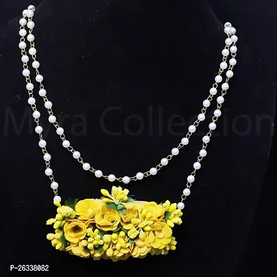 Myra collection Jewellery Combo Set Beautiful Flower Haldi Ceremony Bridal Set, Necklass, Maang Tikka  Earring jewellery Set For Girls And Women-thumb3