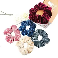 Myra collection? Scrunchies, Velvet, Chiffon, Cotton Elastic Hair Band set of 15 Rubber Band (Multicolor)-thumb2