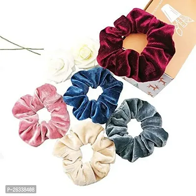 Myra collection? Scrunchies, Velvet, Chiffon, Cotton Elastic Hair Band set of 15 Rubber Band (Multicolor)-thumb3