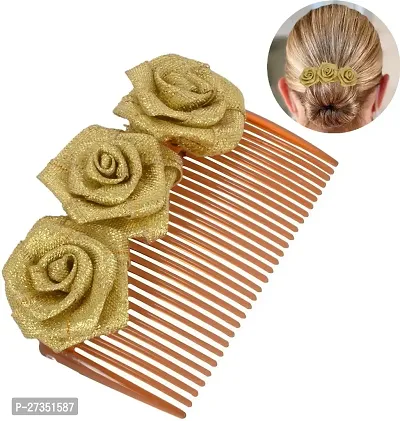 Golden Flower Comb For Wedding/Party Bun Clip For Women Pack Of 1 Hair Combo