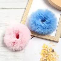 Myra Collection? 12 Pieces Fur Hair Scrunchies Rabbit Furry Hair Ties Pom Elastic Hair Bobbles Hair Band (Multicolor)-thumb2