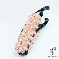 Myra collection? Rhinestone Crystal Banana Hair Clip Flower Hair Accessories for ladies/women/girl (pink)-thumb1