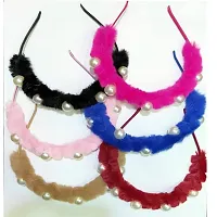 Myra collection? Pack of 6 Pearl Studded Fur Hair Band for Kids and Girls-thumb1