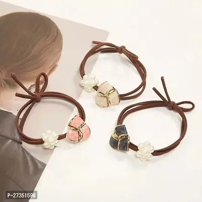 Simple Pearl Flower Plaited Elastic Hair Bands For Women