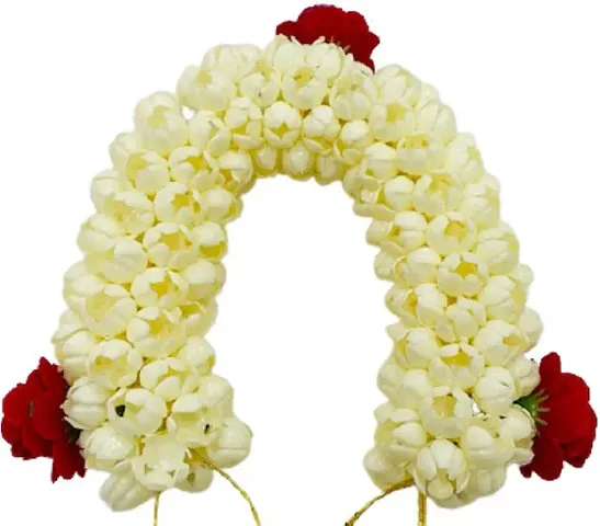Myra collection? Wedding Gajra With Rose For Girls Pack of 1 Hair Band (White)