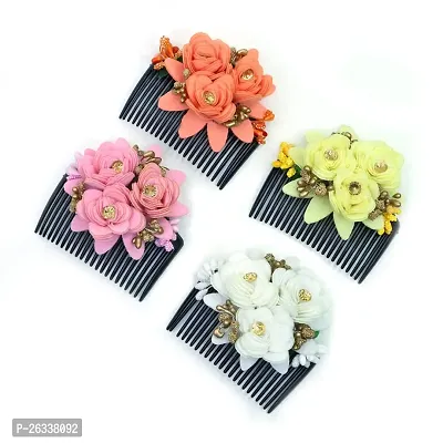 Myra collection Artificial Flower Jooda Hair Comb Pack of 4-thumb0