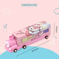 Cartoon Printed Engine Compass Metal Pencil Box Geometry with Moving Tyres and Sharpener Compass Box (Engine Compass Pink)-thumb3