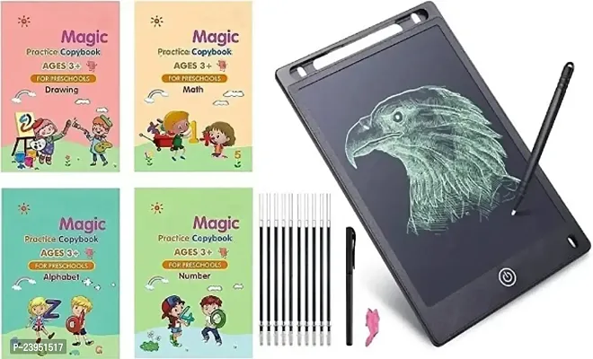 Sank Magic Book Writing Practice Copybook Writing pad Tablet Tab 10 Refile and LCD Tablet 8.5 Inch Screen 1 (2 Pack Magic Book and Digital Slate)
