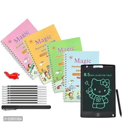 Sank Magic Book Writing Practice Copybook Writing pad Tablet Tab 10 Refile and LCD Tablet 8.5 Inch Screen AB (2 Pack Magic Book and Digital Slate)
