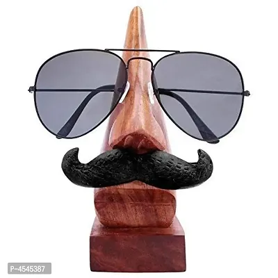 Wooden Nose Shaped Spectacle Stand with Moustache