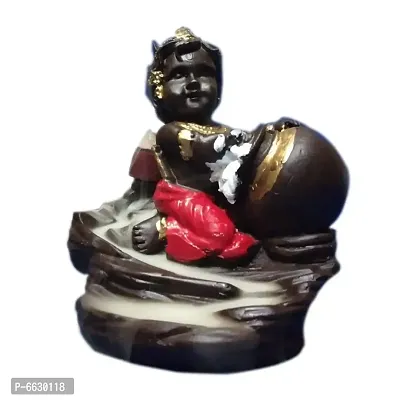 Makkan Krishna Back flow Smoke Fountain Polyresin Incense Burner with 10 Backflow Scented Cones