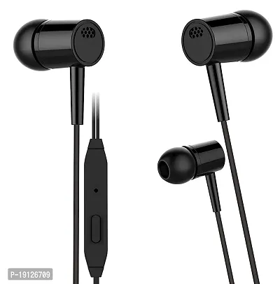 Wired Durable Metal Earphones Earbuds with Microphone  Deep Bass Clear Sound Noise Isolating in Ear Headphones, Stereo Ear Buds for Cell Phones, Laptop, Tablet (Metal Black)