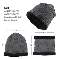 Stylish Fleece Beanie Cap with Neck Warmer for Kids-thumb3