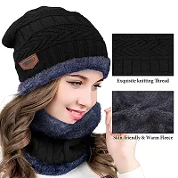 AYANSH SALES Unisex Winter Knit Beanie Cap Hat Neck Warmer Scarf(MultiColor,Pack of 2)-thumb1