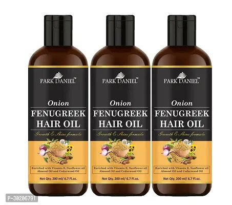 Park Daniel Premium Onion Fenugreek Hair Oil Enriched With Vitamin E   For Hair Growth and Shine Combo Pack 3 Bottle of 200 ml(600 ml)-thumb0