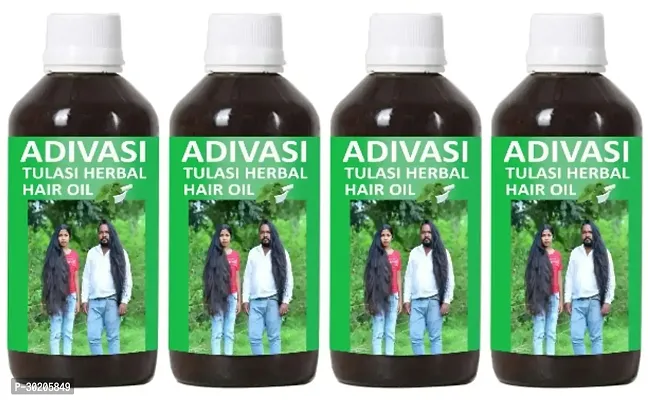 Adivasi Tulsi Herbal Hair Oil for Hair Fall And Hair Growths 100% Ayurvedic Pack of 4 of (60 ML)-thumb0