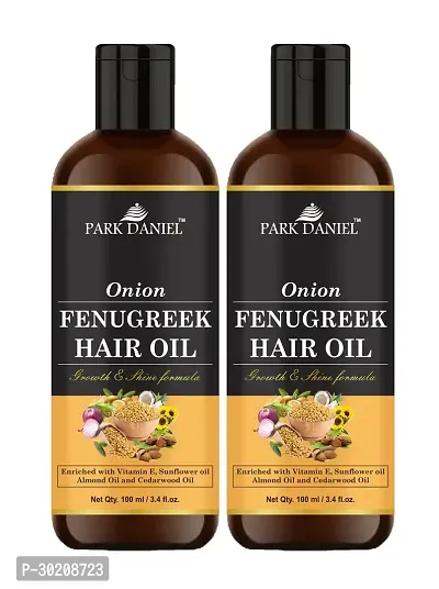 Park Daniel Premium Onion Fenugreek Hair Oil Enriched With Vitamin E - For Hair Growth And Shine Pack Of 2, 100 Ml Each-thumb0