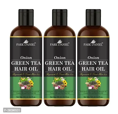 Park Daniel Premium Onion Green Tea Hair Oil Enriched With Vitamin E  For Hair Fall Control Combo Pack 3 Bottle of 100 ml(300 ml)-thumb0