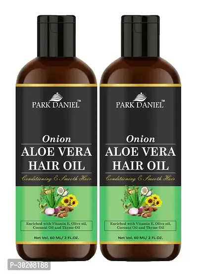 Park Daniel Premium Onion Aloe Vera Hair Oil Enriched With Vitamin E For Conditioning and Smooth Hair Combo Pack 2 Bottle of 60 ml(120 ml)-thumb0