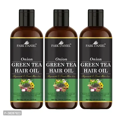 Park Daniel Premium Onion Green Tea Hair Oil Enriched With Vitamin E  For Hair Fall Control Combo Pack 3 Bottle Of 100 Ml - 300 Ml-thumb0