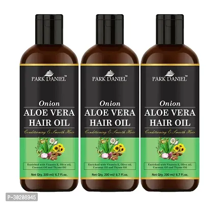 Park Daniel Premium Onion Aloe Vera Hair Oil Enriched With Vitamin E For Conditioning And Smooth Hair Pack Of 3, 200 Ml Each-thumb0