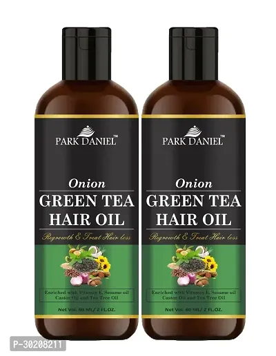 Park Daniel Premium Onion Green Tea Hair Oil Enriched With Vitamin E - For Hair Fall Control Combo Pack 2 Bottle Of 60 Ml - 120 Ml-thumb0