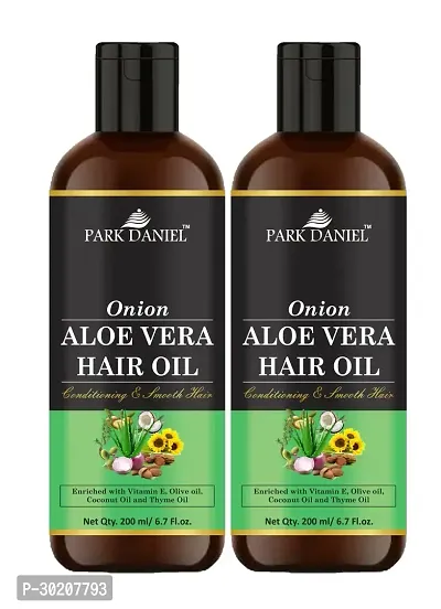 Park Daniel Premium Onion Aloe Vera Hair Oil Enriched With Vitamin E For Conditioning And Smooth Hair Combo Pack 2 Bottle Of 200 Ml - 400 Ml-thumb0