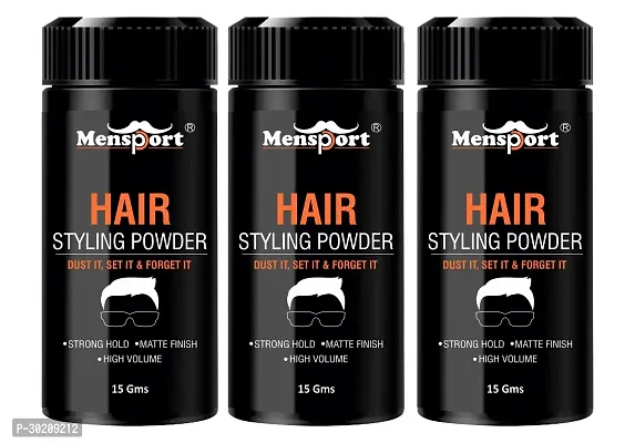 Mensport Hair Volumizing Powder Strong Hold - Matte Finish - 24 Hrs Hold - Natural And Safe Hair Styling Powder Pack Of 3-thumb0