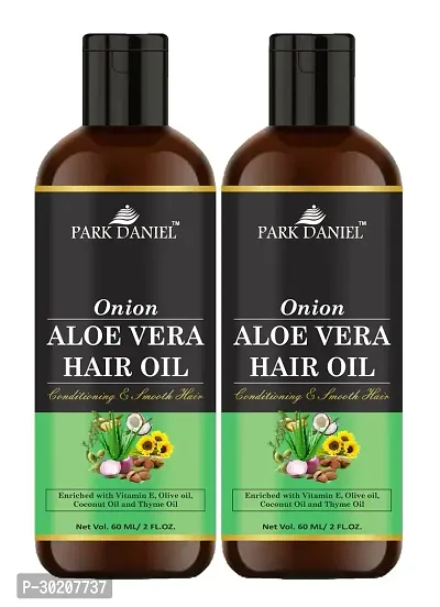 Park Daniel Premium Onion Aloe Vera Hair Oil Enriched With Vitamin E For Conditioning And Smooth Hair Combo Pack 2 Bottle Of 60 Ml - 120 Ml-thumb0