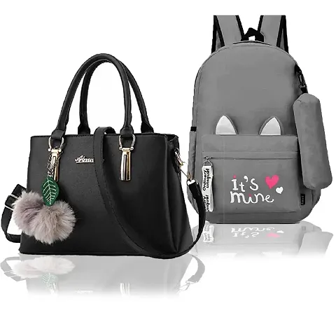 Trendy Cute Handy Hand-Held Shoulder Bag And Backpack Combo For Women