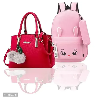 Trendy Cute Handy Hand-Held Shoulder Bag And Backpack Combo For Women-thumb0