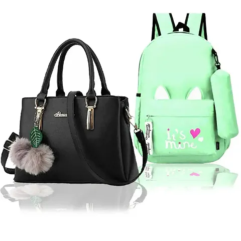 Trendy Cute Handy Hand-Held Shoulder Bag And Backpack Combo For Women