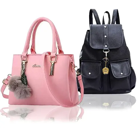 Trendy Cute Handy Hand-Held Shoulder Bag And Backpack Combo For Women