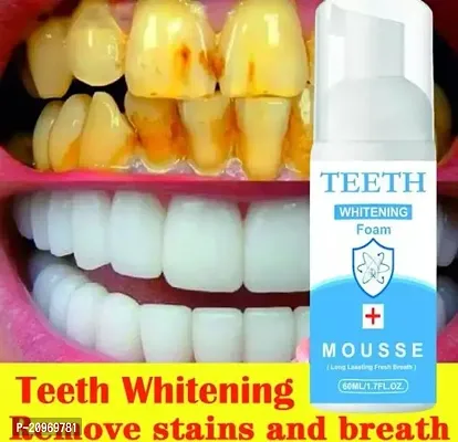 Teeth Whitening Foam Toothpaste Makes You Reveal Perfect  White Teeth, Natural Whitening Foam Toothpaste Mousse with Fluoride Deeply Clean Gums Remove Stains-60m