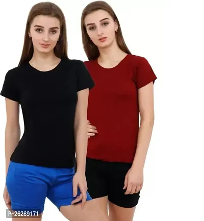 Classic Solid Tshirt for Women, Pack of 2-thumb0