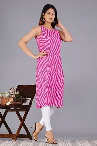 VNSAGAR Rayon Lehriya Printed Sleeveless Straight Kurti for Womens and Girls-thumb4