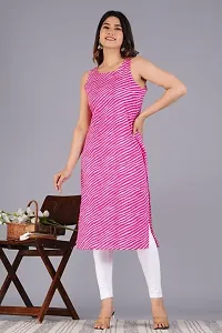 VNSAGAR Rayon Lehriya Printed Sleeveless Straight Kurti for Womens and Girls-thumb1