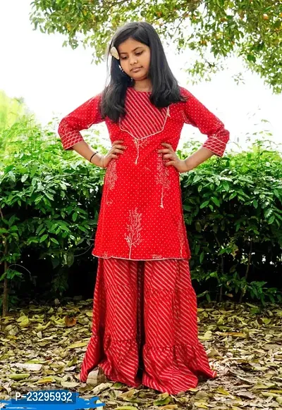 Stylish Rayon Kurta With Palazzo Set For Girl-thumb0