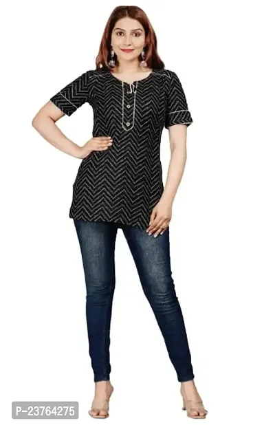 VNSAGAR Rayon Zigzag Pattern Top, 3/4 Sleeve top for Womens and Girls-thumb0