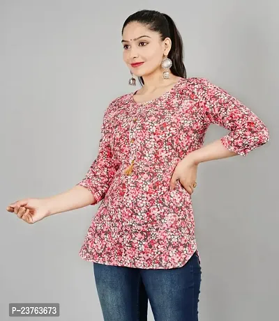 VNSAGAR Camric Cotton Top Procian Print,3/4 Sleeve,Round Neck top for Womens and Girls-thumb4