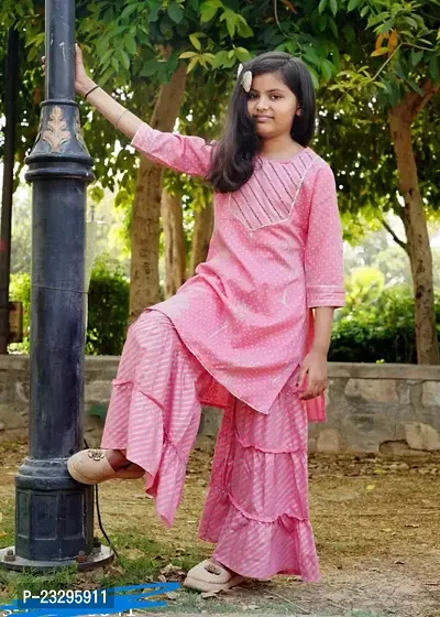 Stylish Rayon Kurta With Palazzo Set For Girl-thumb0