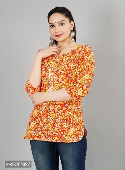 VNSAGAR Camric Cotton Top Procian Print,3/4 Sleeve,Round Neck top for Womens and Girls-thumb4