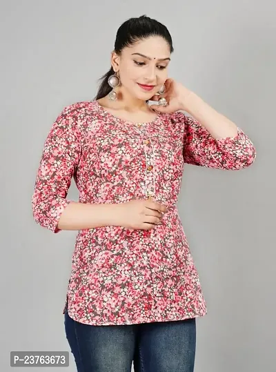 VNSAGAR Camric Cotton Top Procian Print,3/4 Sleeve,Round Neck top for Womens and Girls-thumb3